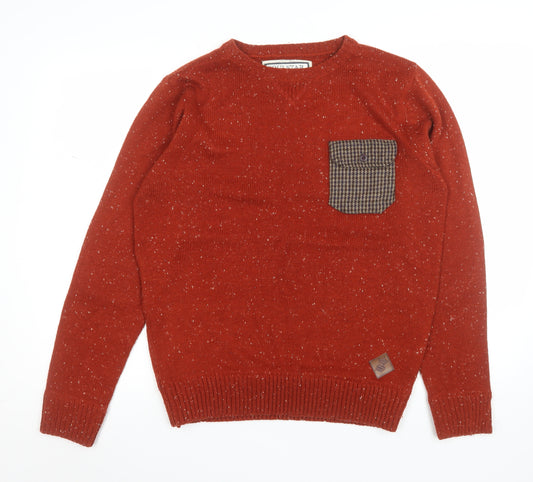 Soulstar Mens Red Crew Neck Pullover Jumper Size M Acrylic Knit