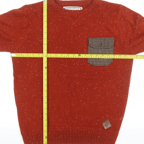 Soulstar Mens Red Crew Neck Pullover Jumper Size M Acrylic Knit