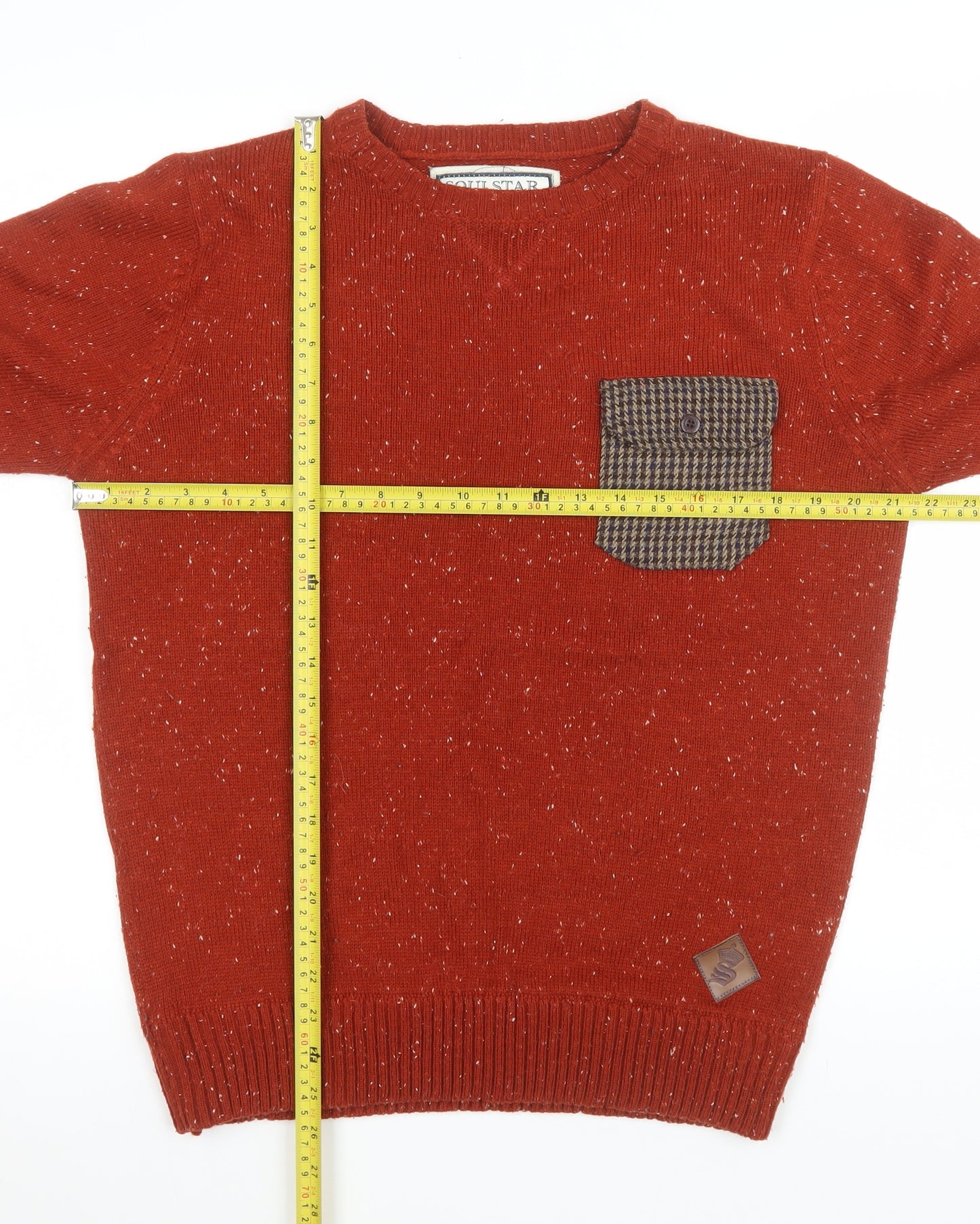 Soulstar Mens Red Crew Neck Pullover Jumper Size M Acrylic Knit