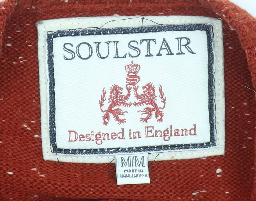 Soulstar Mens Red Crew Neck Pullover Jumper Size M Acrylic Knit