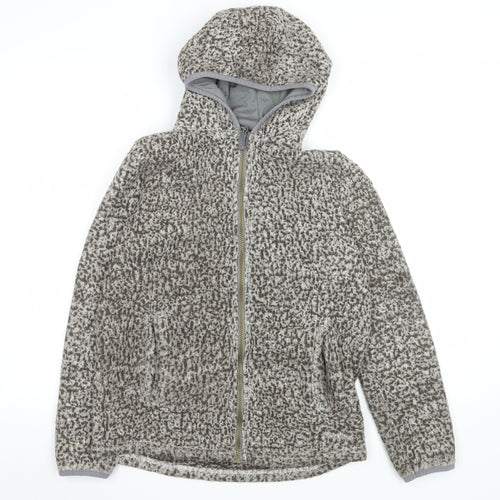 Peter Storm Womens Grey Hooded Fleece Jacket Size 13 Full Zip Outdoor Warm Layer