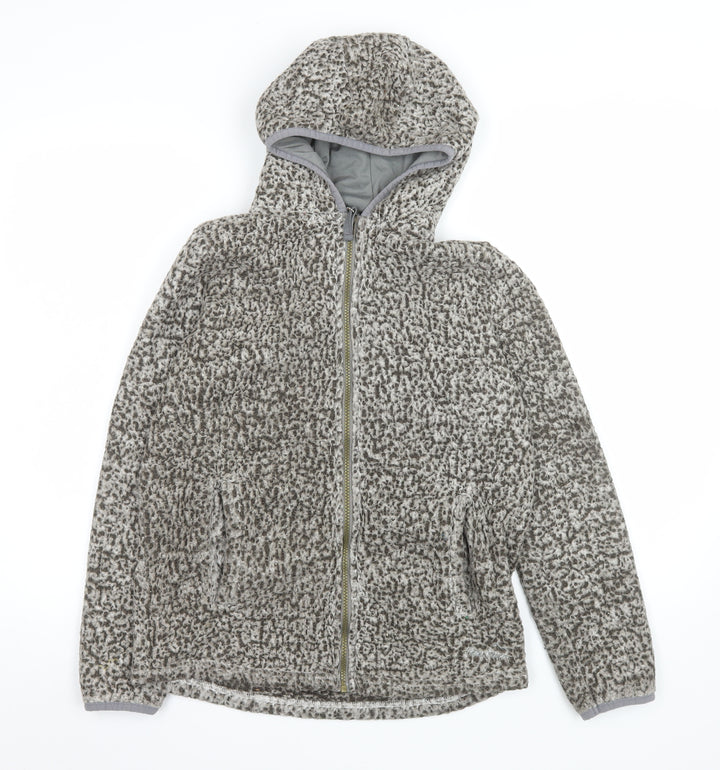 Peter Storm Womens Grey Hooded Fleece Jacket Size 13 Full Zip Outdoor Warm Layer
