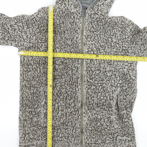 Peter Storm Womens Grey Hooded Fleece Jacket Size 13 Full Zip Outdoor Warm Layer