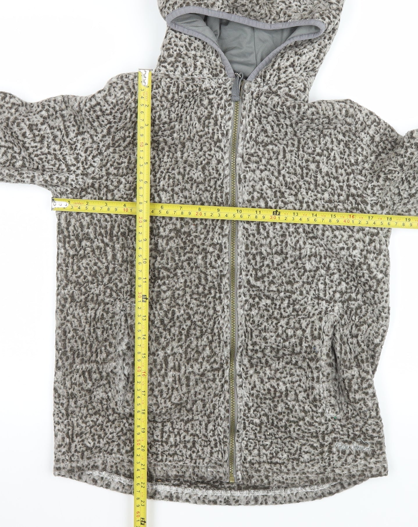 Peter Storm Womens Grey Hooded Fleece Jacket Size 13 Full Zip Outdoor Warm Layer