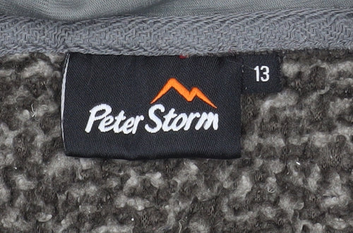 Peter Storm Womens Grey Hooded Fleece Jacket Size 13 Full Zip Outdoor Warm Layer