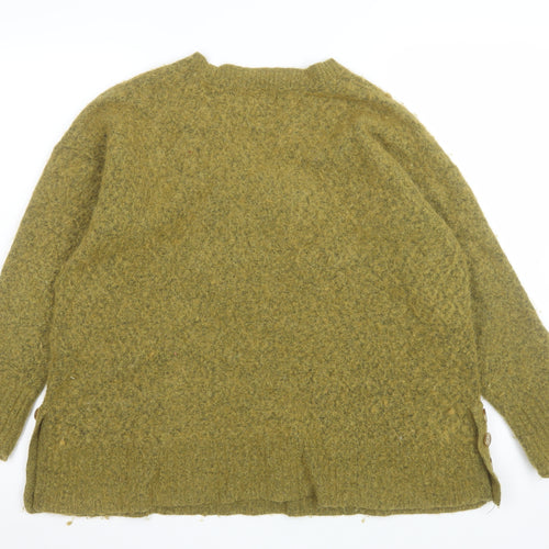 Fat Face Women’s Green Alpaca Blend V-Neck Pullover Sweater Size 14