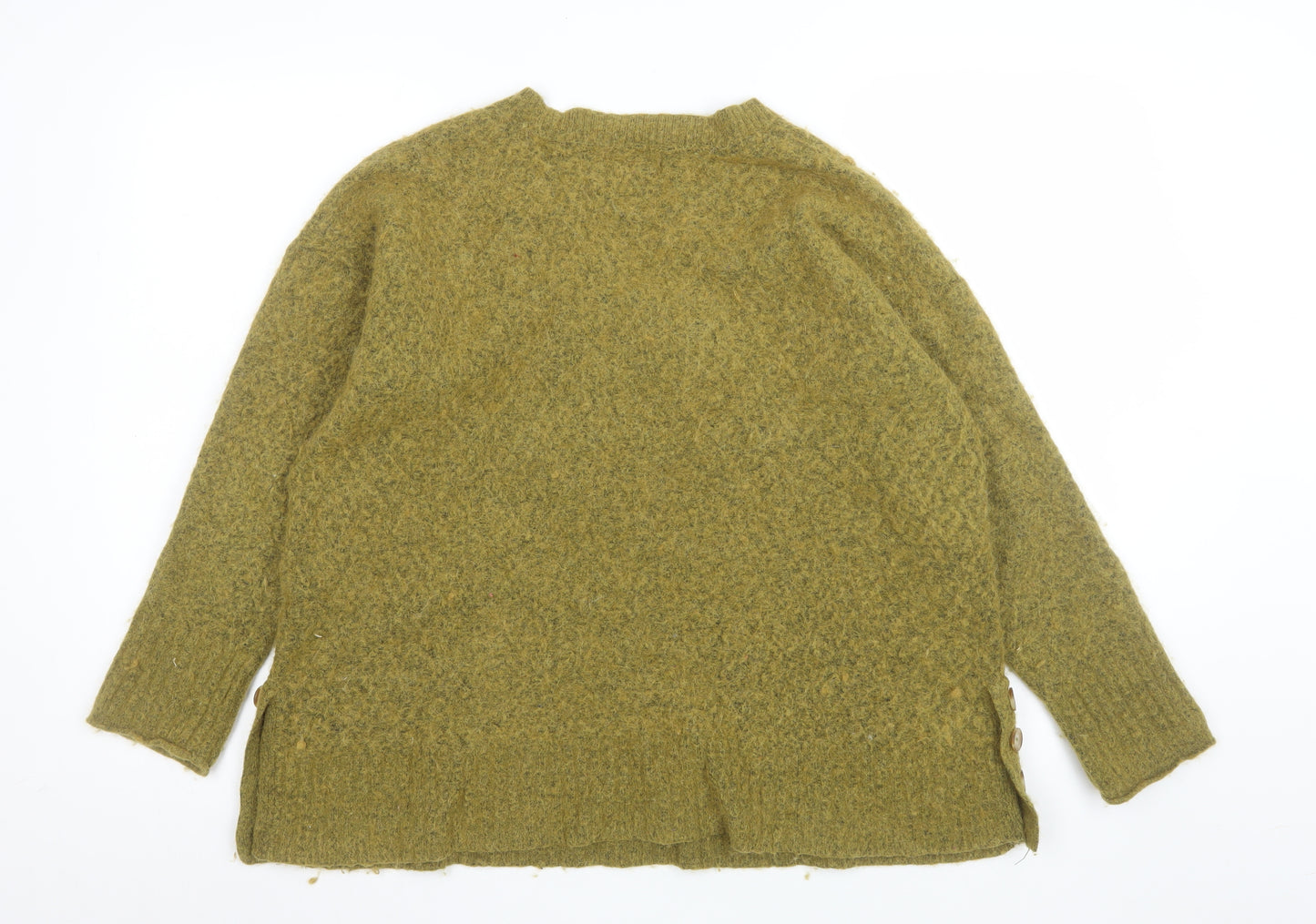 Fat Face Women’s Green Alpaca Blend V-Neck Pullover Sweater Size 14