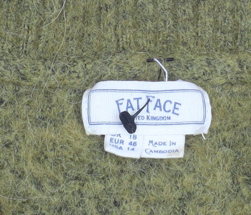 Fat Face Women’s Green Alpaca Blend V-Neck Pullover Sweater Size 14