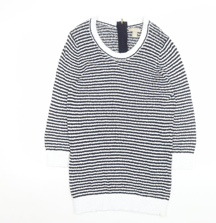 Banana Republic Women's Multicoloured L Cotton Knit Striped Pullover Jumper