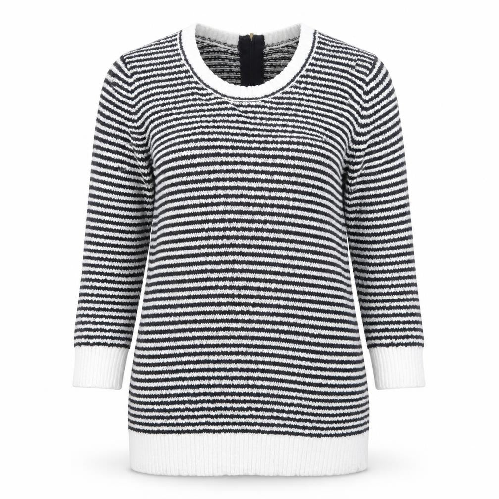 Front view of Banana Republic Women's Multicoloured L Cotton Knit Striped jumper