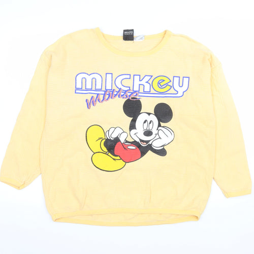 Mickey Unlimited Men’s Yellow Graphic Pullover Sweatshirt L