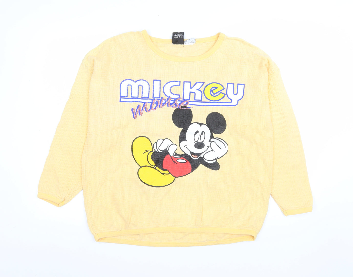 Mickey Unlimited Men’s Yellow Graphic Pullover Sweatshirt L