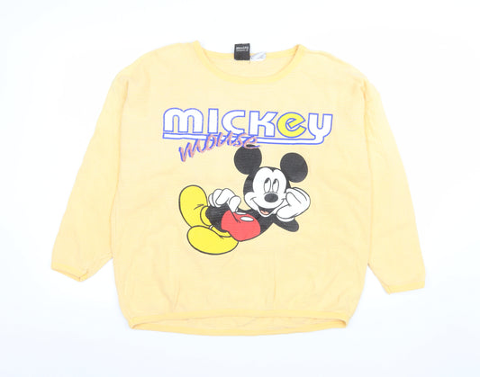 Mickey Unlimited Men’s Yellow Graphic Pullover Sweatshirt L