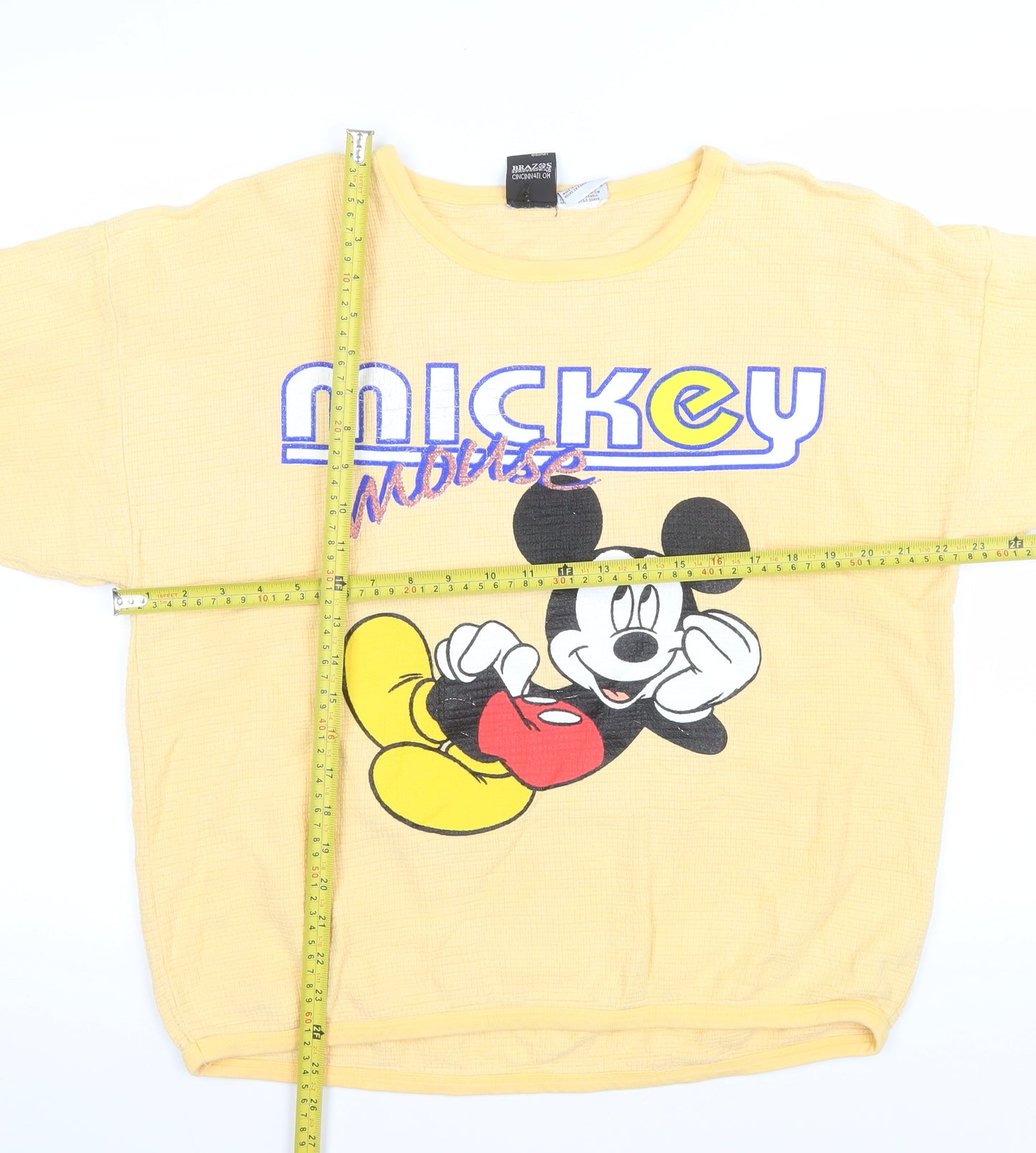 Mickey Unlimited Men’s Yellow Graphic Pullover Sweatshirt L