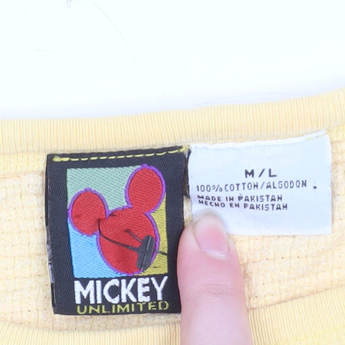 Mickey Unlimited Men’s Yellow Graphic Pullover Sweatshirt L