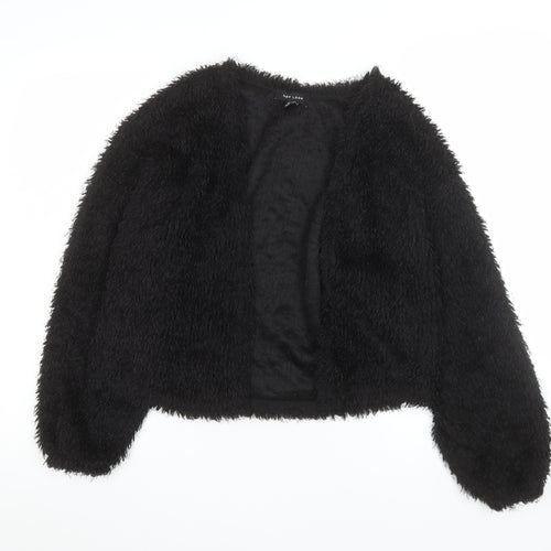 New Look Women's Black Cropped Open Front Fuzzy Jacket Size S