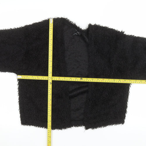 New Look Women's Black Cropped Open Front Fuzzy Jacket Size S