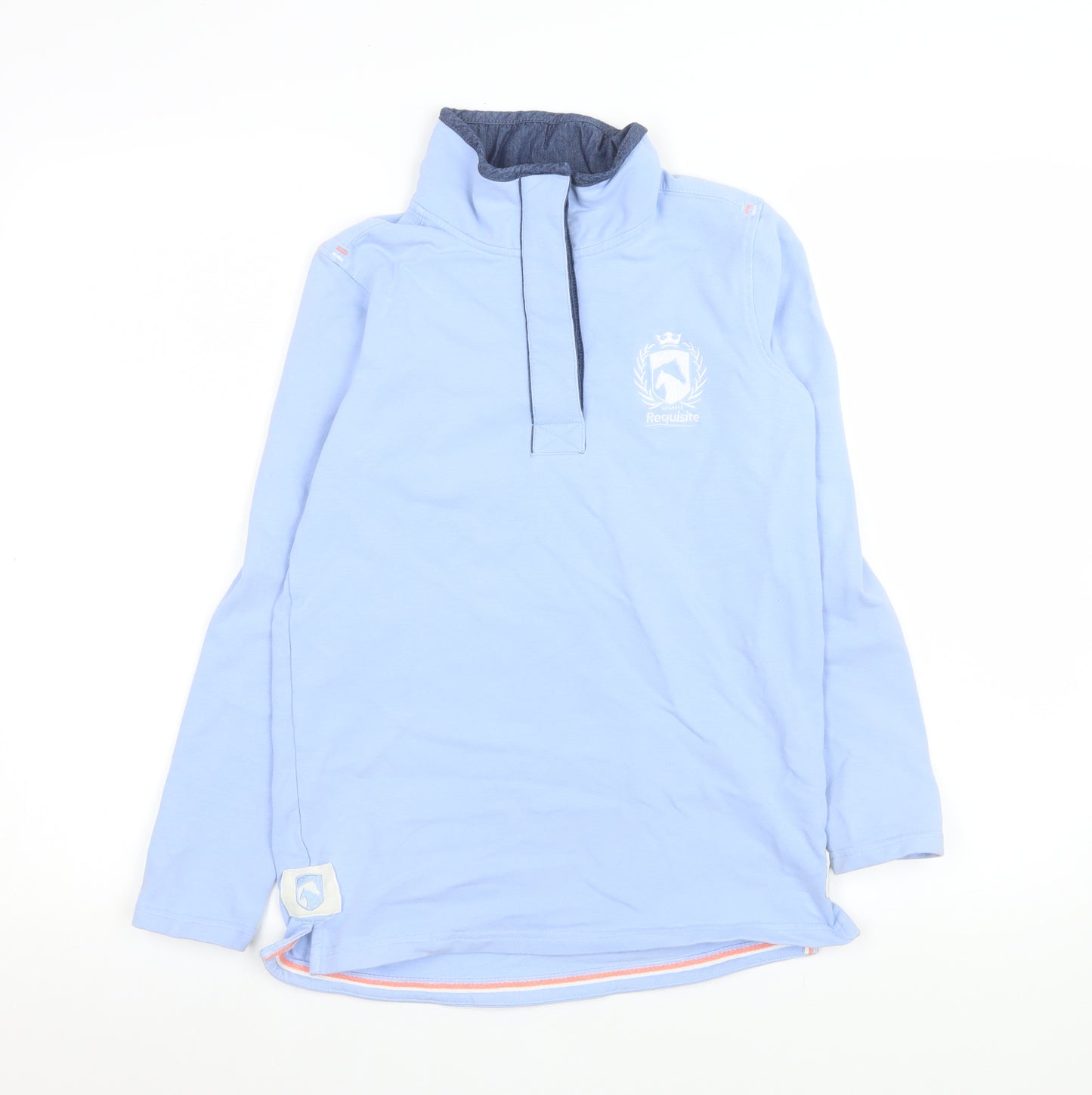 Requisite Women's Blue Long Sleeve Polo Top Size 8 Cotton Blend