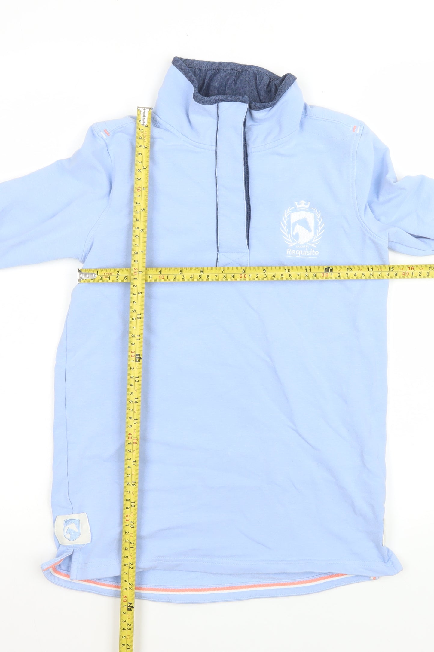 Requisite Women's Blue Long Sleeve Polo Top Size 8 Cotton Blend