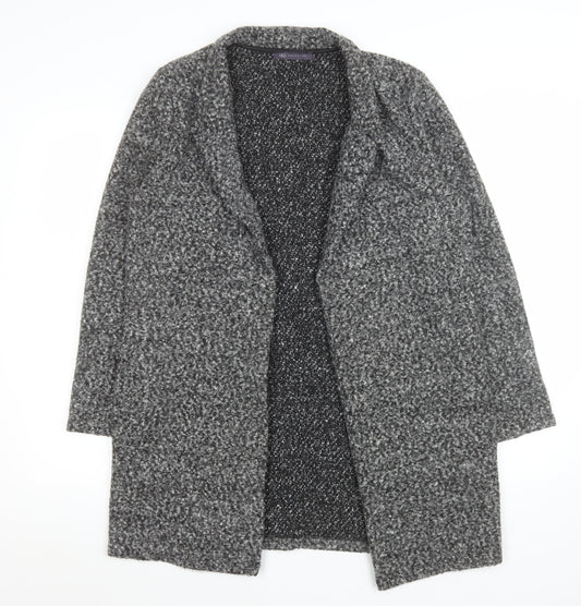 Marks and Spencer Women's Grey Knit Coatigan Size 12 Mid-Length Open Front