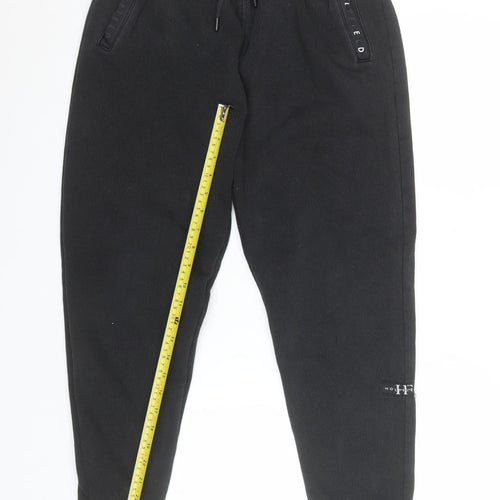 HOLYFIELD Boys Black Fleece Jogger Trousers L 14-16 Years Cotton Blend