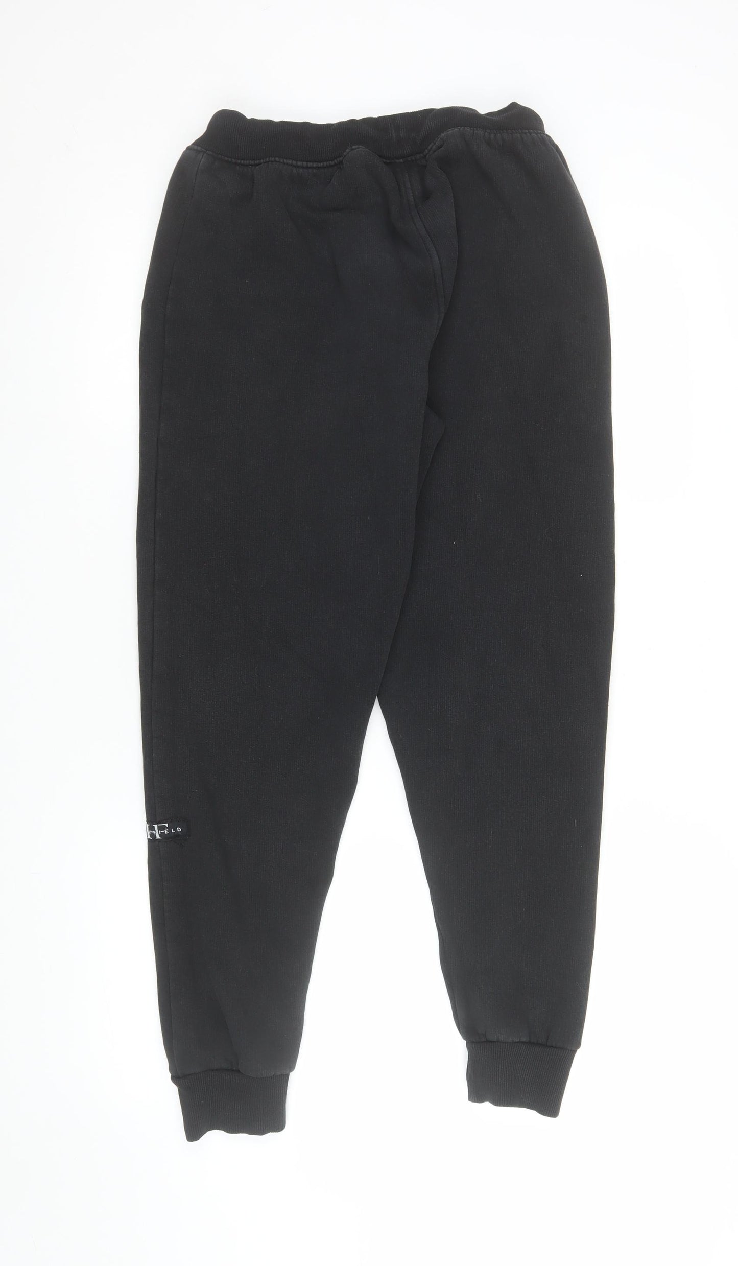 HOLYFIELD Boys Black Fleece Jogger Trousers L 14-16 Years Cotton Blend