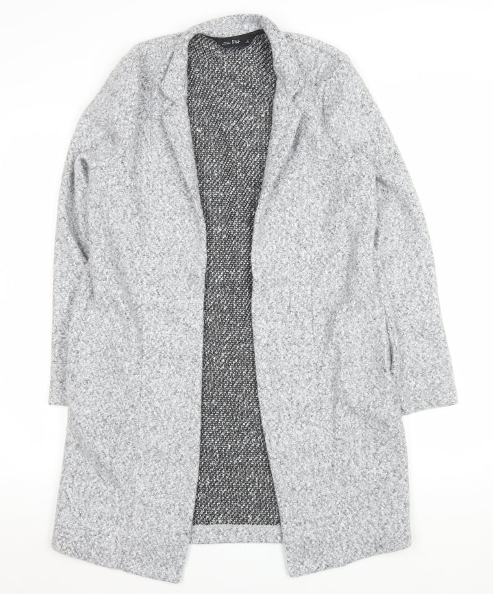 F&F Women Grey Mid-Length Knit Coatigan Size 6