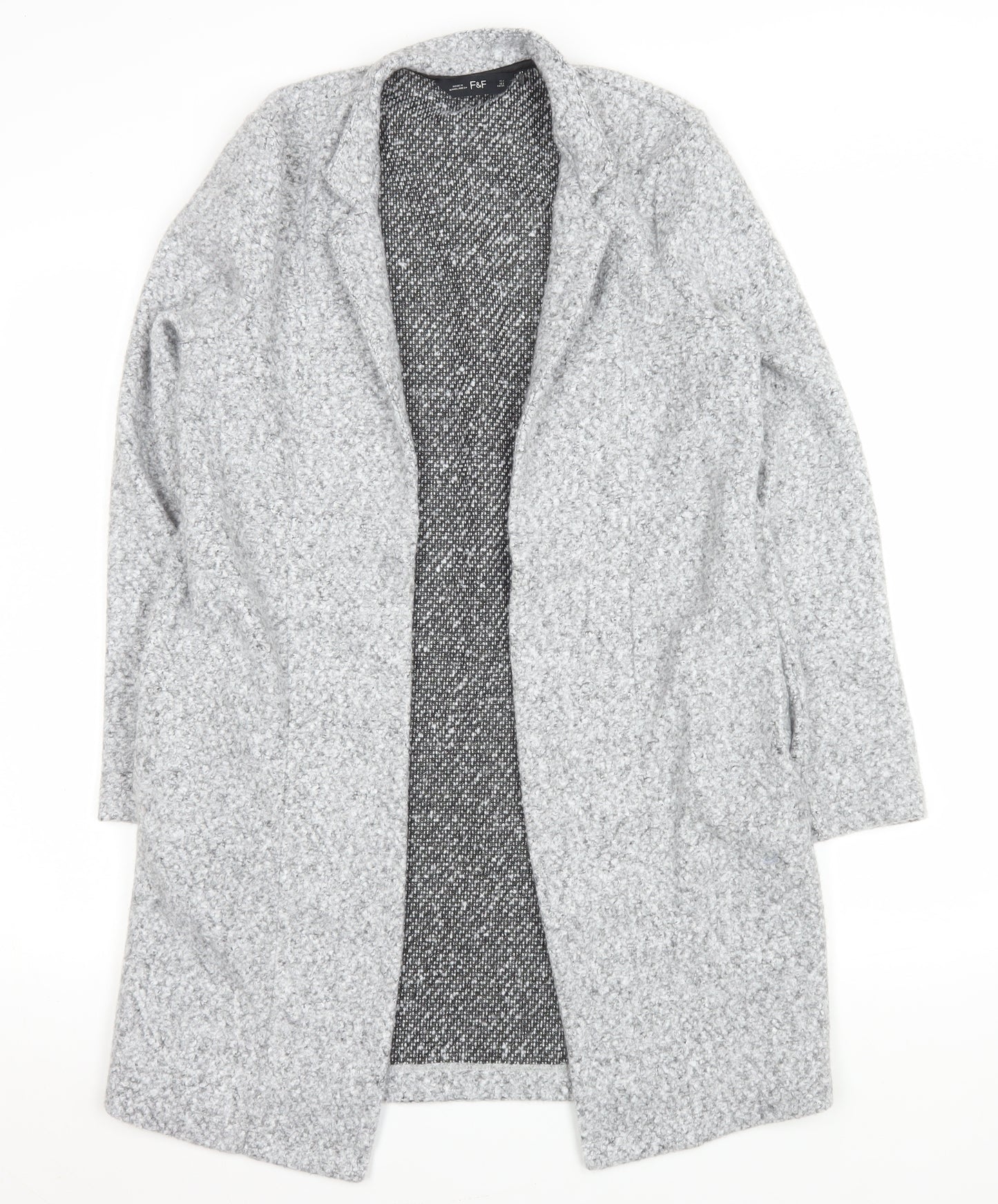 F&F Women Grey Mid-Length Knit Coatigan Size 6