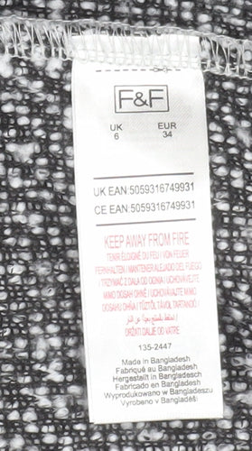 F&F Women Grey Mid-Length Knit Coatigan Size 6