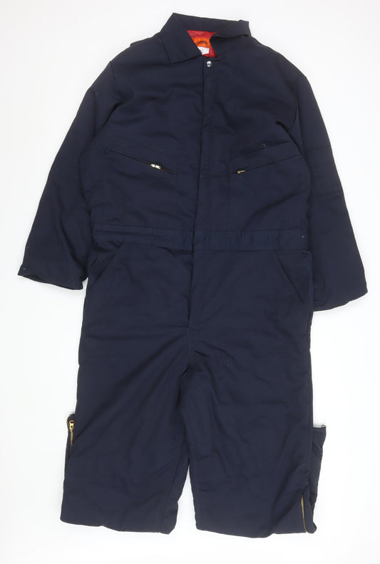 Cintas Men Navy Blue Insulated Workwear Coverall L Regular Polyester Cotton
