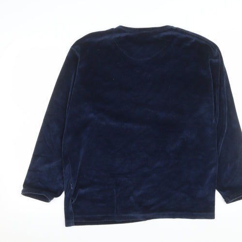 Lily Womens Blue Velvet Long Sleeve Nightshirt Top One Size