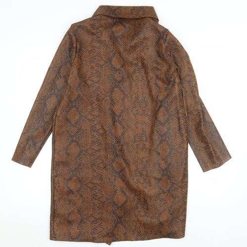 F&F Women's Brown Snakeskin Print Long Overcoat XS
