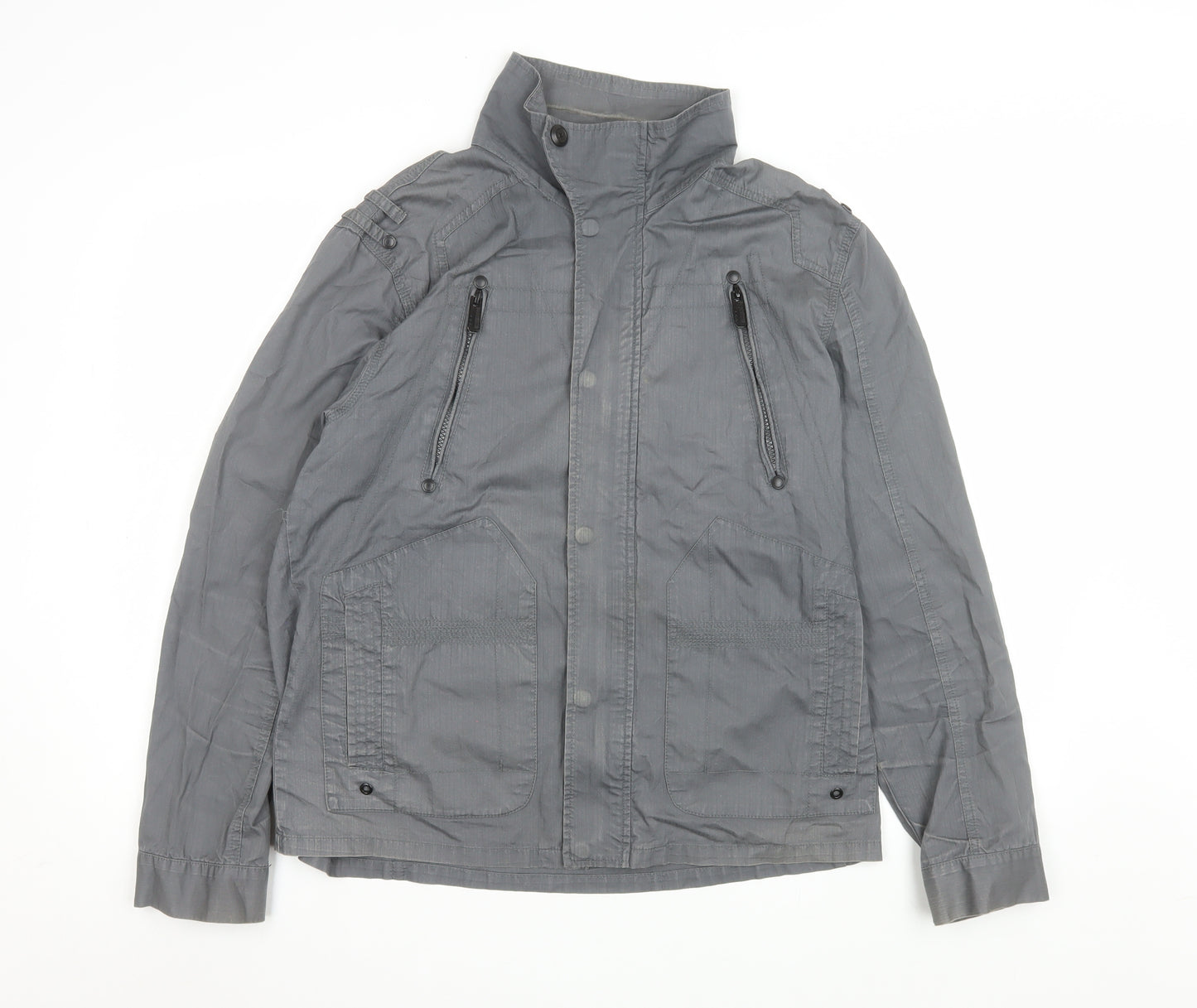 Burton London Men's Grey Cotton Twill Jacket M Regular Fit