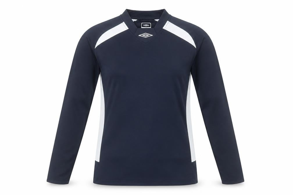 Front view of Umbro unisex adults black xs long sleeve v-neck training top