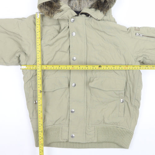 Woolrich Kids Girls Beige Hooded Puffer Jacket Age 10 with Faux Fur Trim