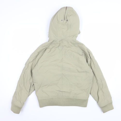 Woolrich Kids Girls Beige Hooded Puffer Jacket Age 10 with Faux Fur Trim