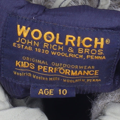 Woolrich Kids Girls Beige Hooded Puffer Jacket Age 10 with Faux Fur Trim