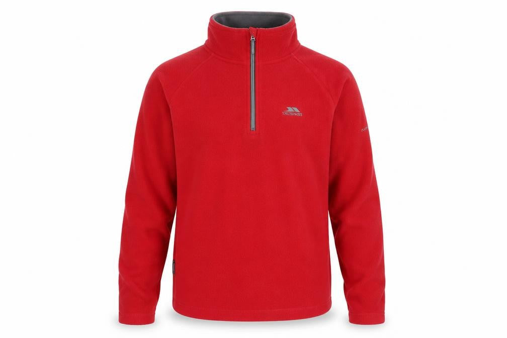 Front view of Trespass Men's Red XS Fleece 1/2 Zip Pullover Sweatshirt