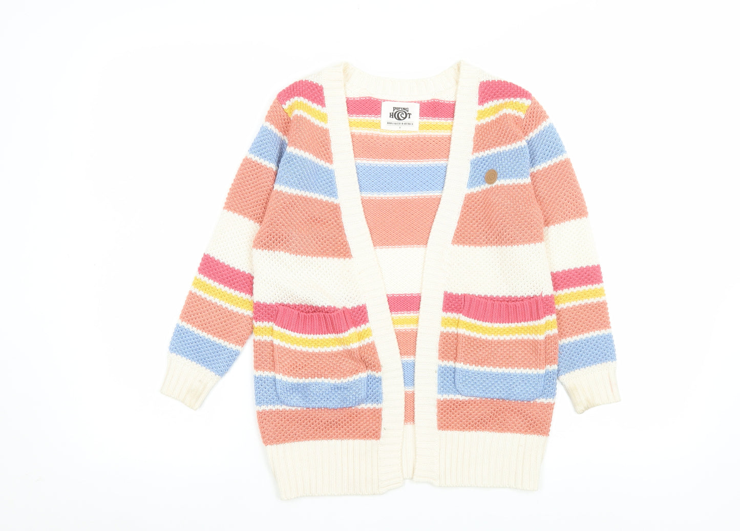 Piping Hot Women's Multicoloured Striped Acrylic Cardigan Size 7