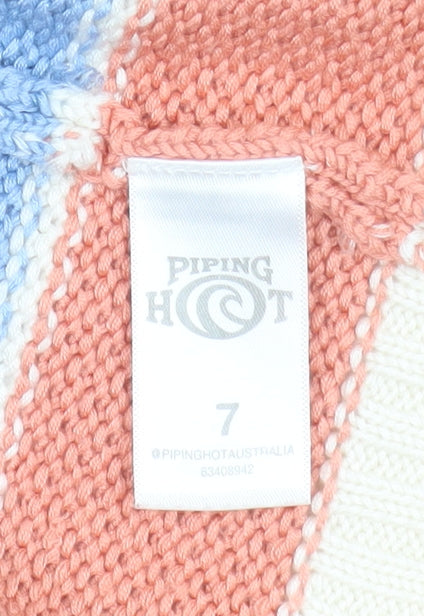 Piping Hot Women's Multicoloured Striped Acrylic Cardigan Size 7