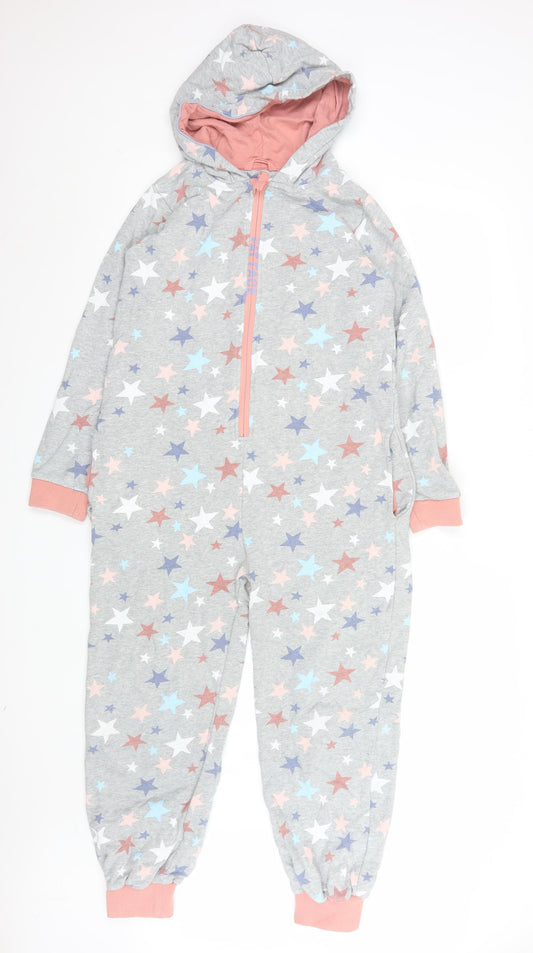 FatFace Girls Grey Star Print Hooded Jersey Jumpsuit 11-12 Years