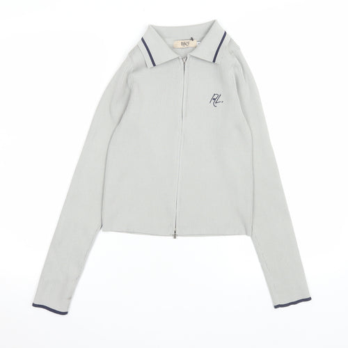 Riley Women Grey Collared Zip-Up Long Sleeve Polo Top Size S