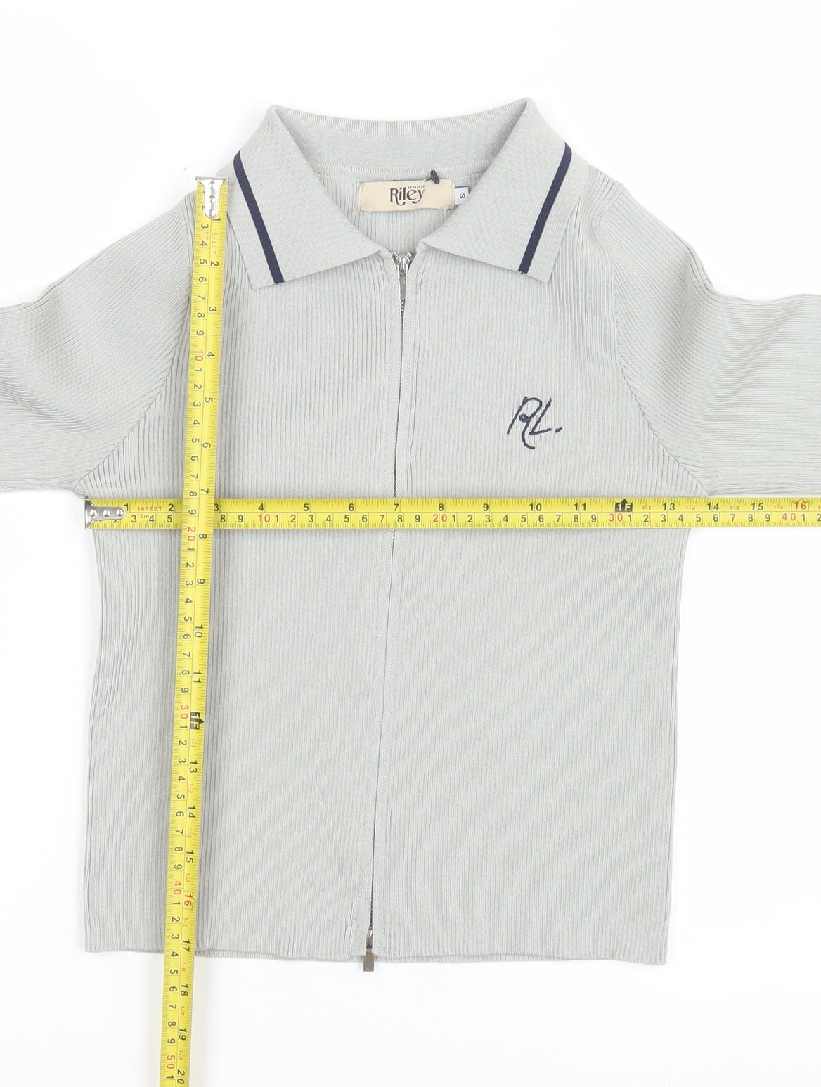 Riley Women Grey Collared Zip-Up Long Sleeve Polo Top Size S