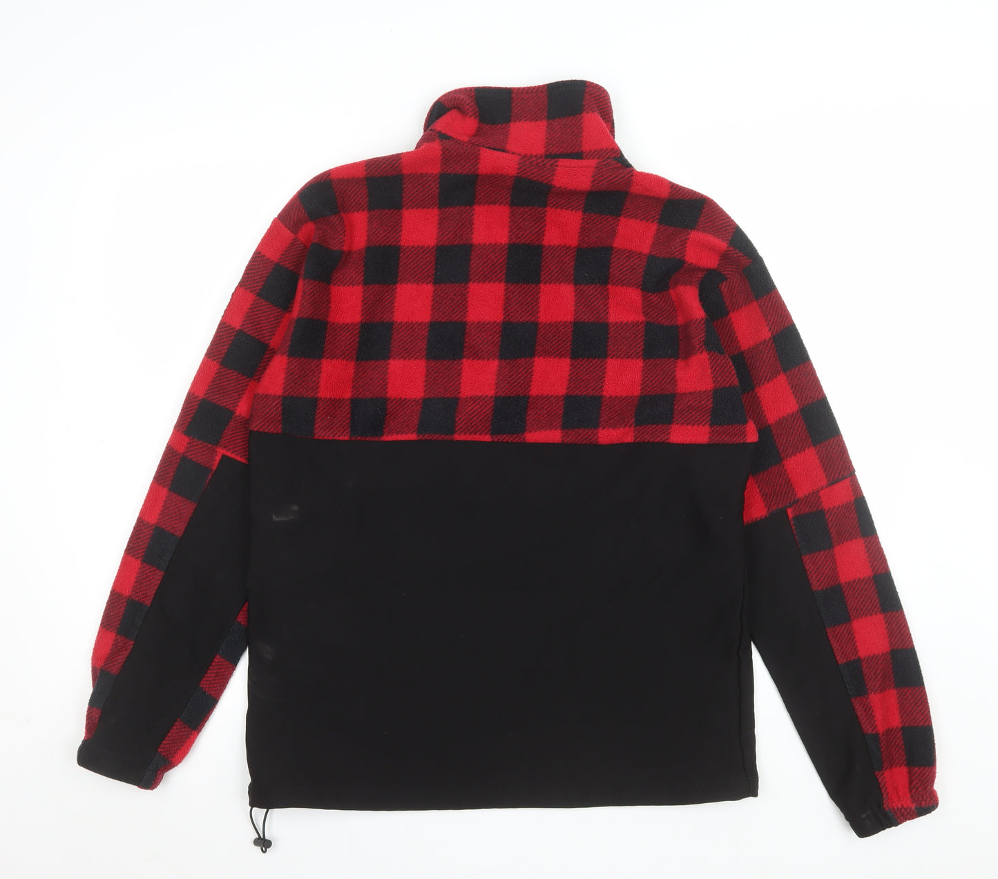 AGORA Men's Red Black Check 1/4 Zip Fleece Pullover Sweatshirt Size S