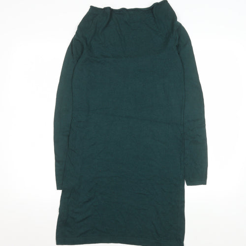 Promod Women Green Knit Cowl Neck Shift Dress Size M