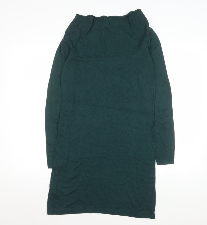 Promod Women Green Knit Cowl Neck Shift Dress Size M