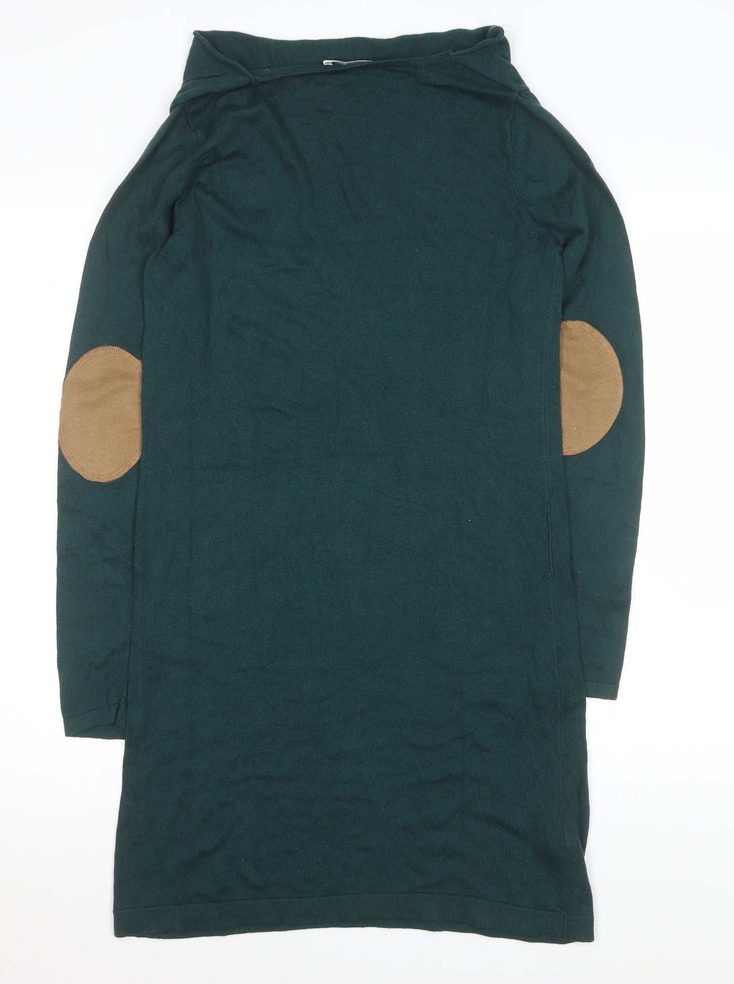 Promod Women Green Knit Cowl Neck Shift Dress Size M