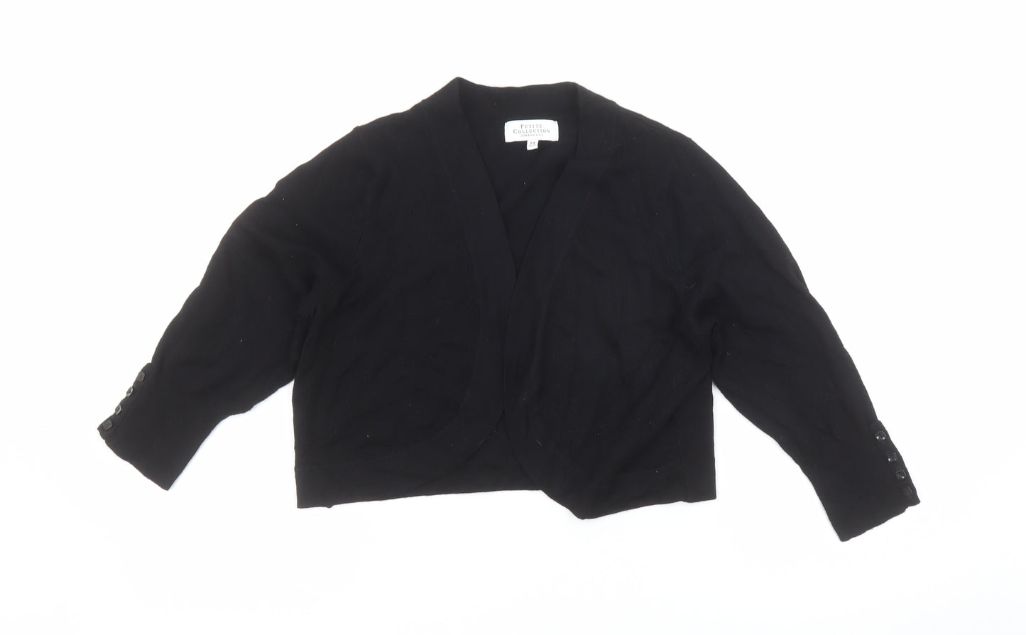 Debenhams Women Black Petite Size 14 Cardigan Knit Viscose Blend