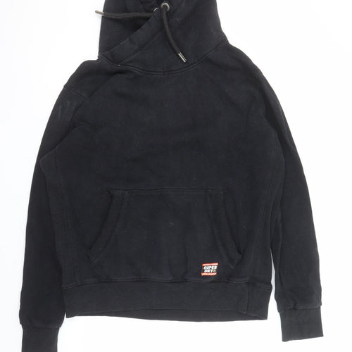 Superdry Men's Black 2XL Pullover Hoodie with Logo Pocket