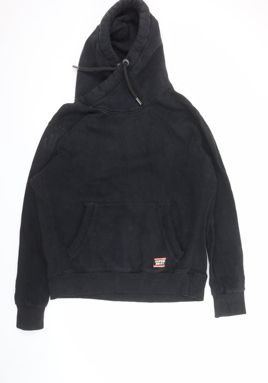 Superdry Men's Black 2XL Pullover Hoodie with Logo Pocket